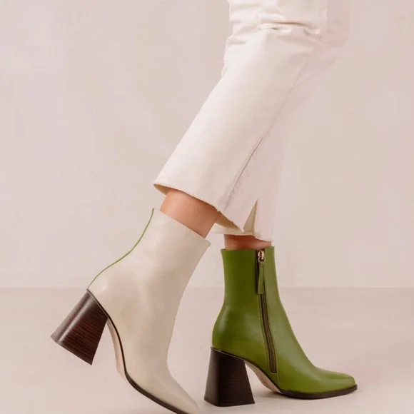 ALOHAS South bicolor green/white heeled boots - Picture 4 of 11
